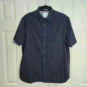 Denim and Flower Ricky Singh Men's XLarge Slim Fit Black with Red Flamingos